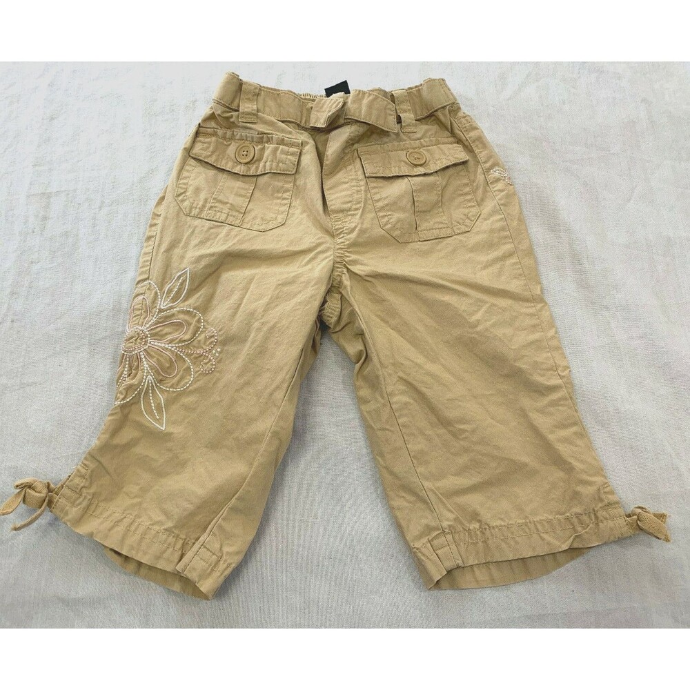 GAP GIRLS COTTON EMBROIDERED FLORAL CAPRIS PANTS SIZE 2T